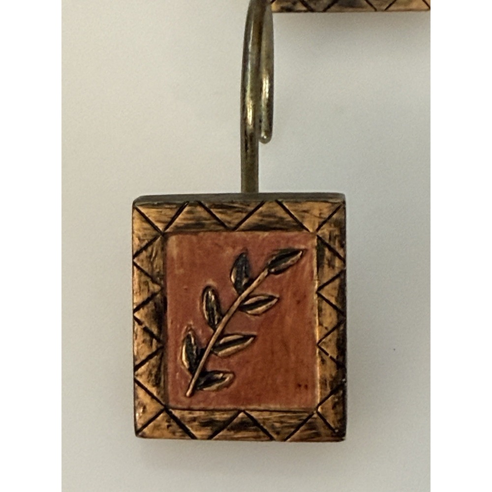 Vintage Rustic Resin Olive Branch Bronze Earth Tones Shower Curtain Hooks 12pk‎